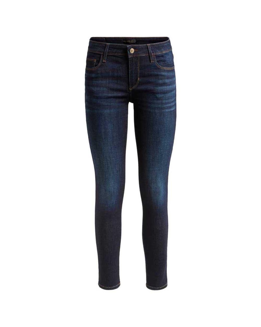 guess power skinny low rise jean in super indigo wash