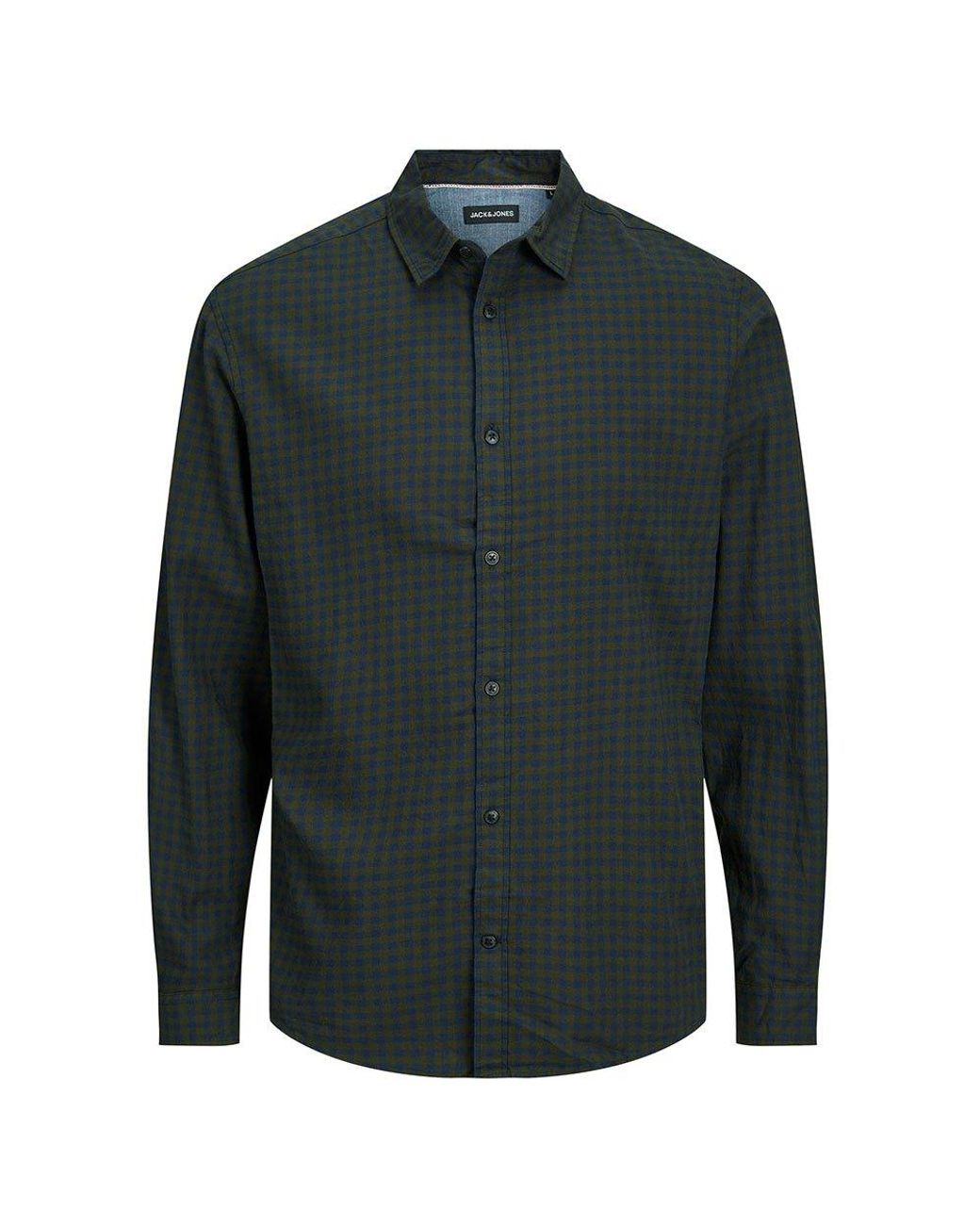 Jack & Jones 12183107 Gingham Twill Long Sleeve Shirt in Green for Men |  Lyst