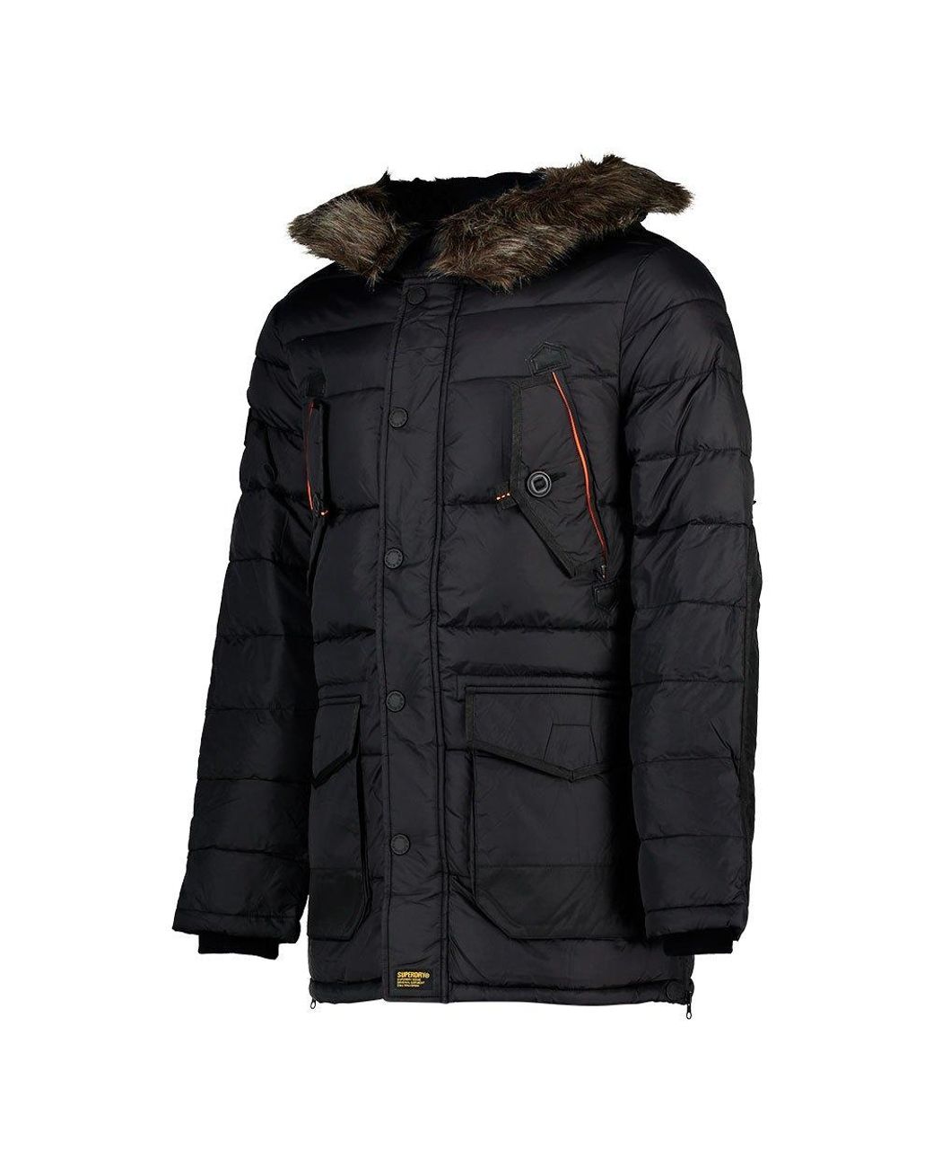 superdry black fur hood coat