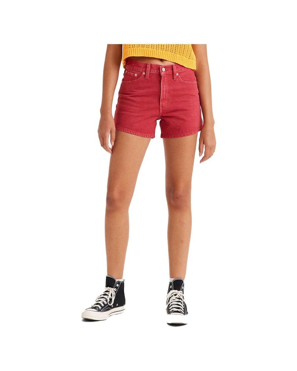 Levi s 80s Mom Back Pckt Shorts in Red Lyst