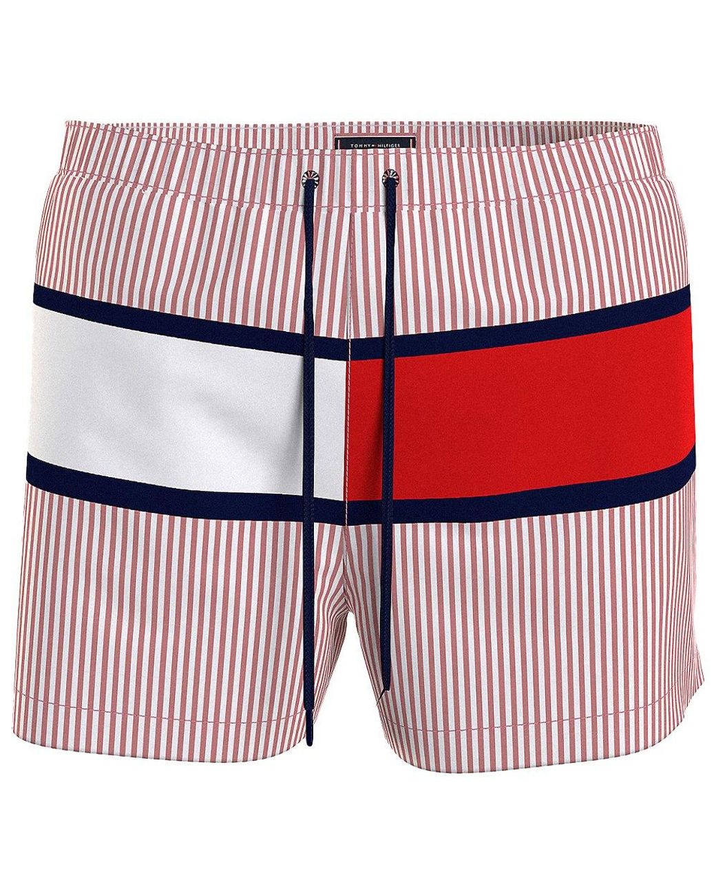 Tommy Hilfiger Ithaca Tripe Medium Drawtring Wimming Hort in Red for Men |  Lyst