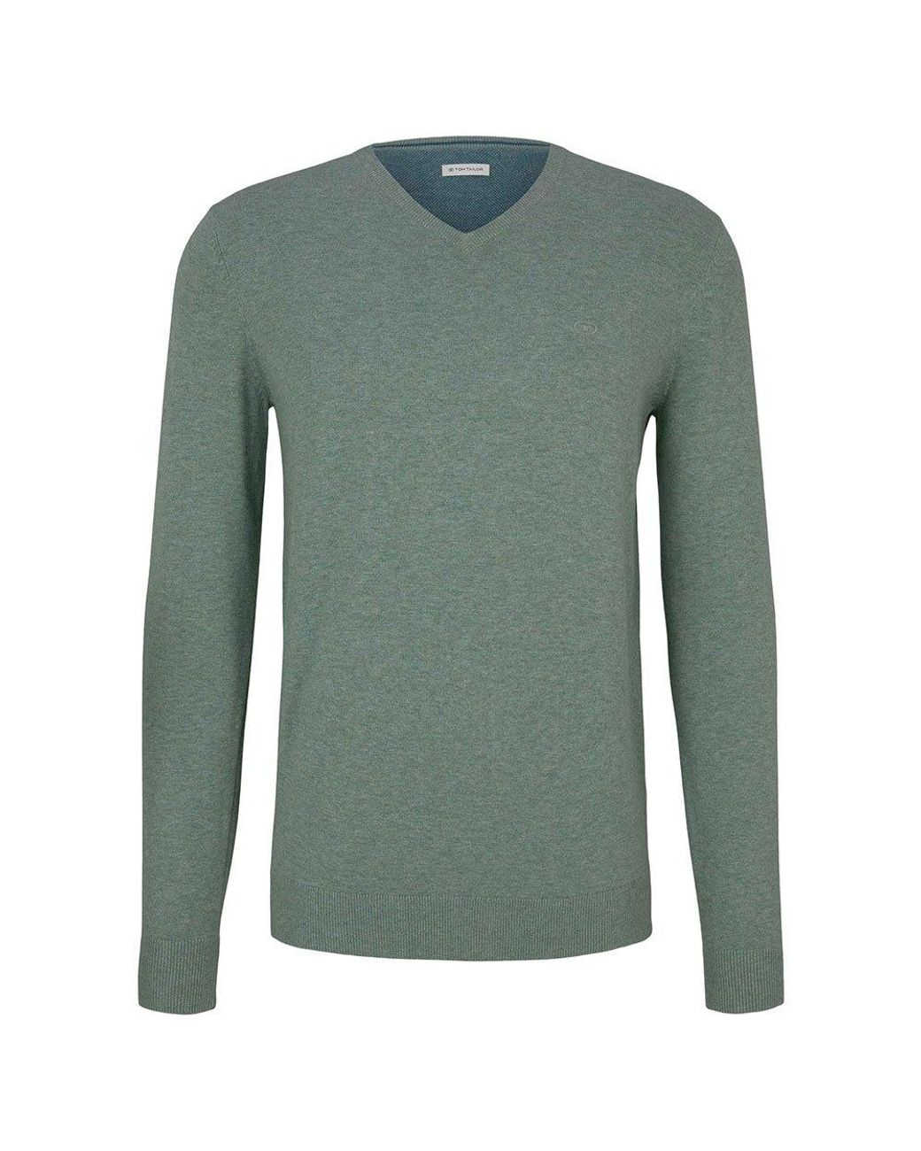 Tom Tailor Basic V Neck Sweater in Green for Men | Lyst