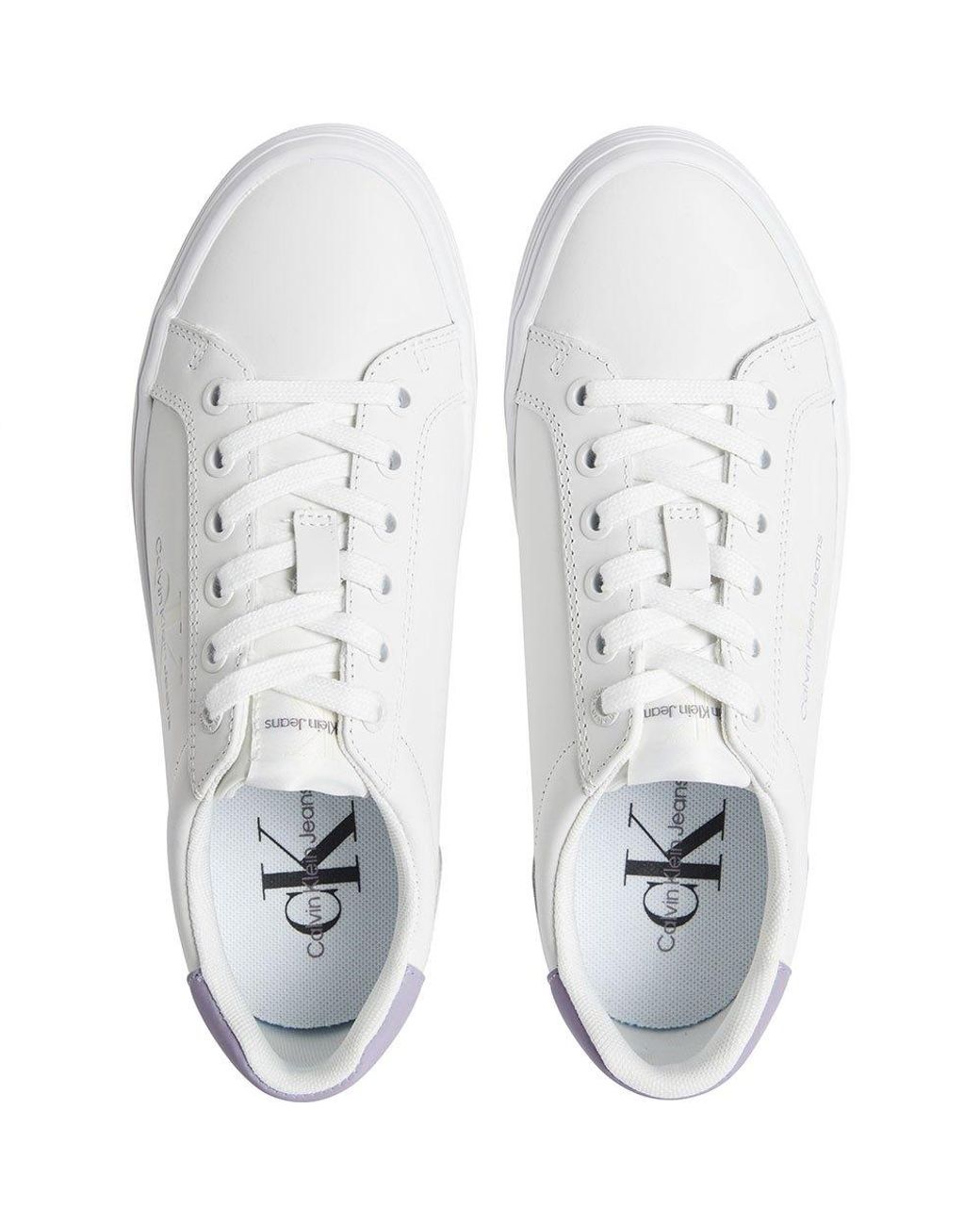 Calvin Klein Vulc Flatform Laceup Pearl Trainers in White | Lyst