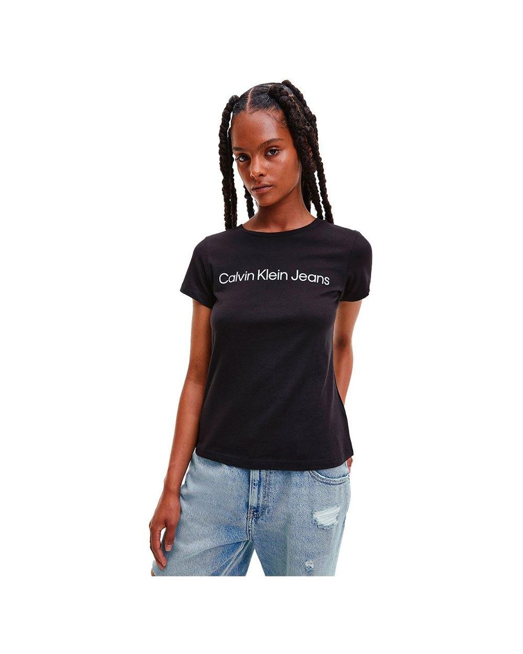 Calvin Klein Core Institutional Logo Slim Fit Short Sleeve T-shirt in Black  | Lyst