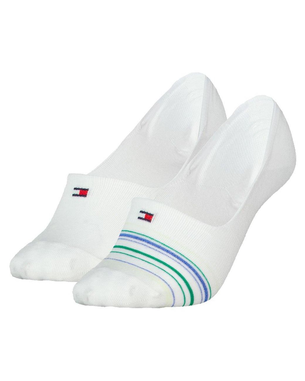 Tommy Hilfiger Rib Stripe Lurex No Show Socks 2 Pairs Eu 39-42 in White |  Lyst
