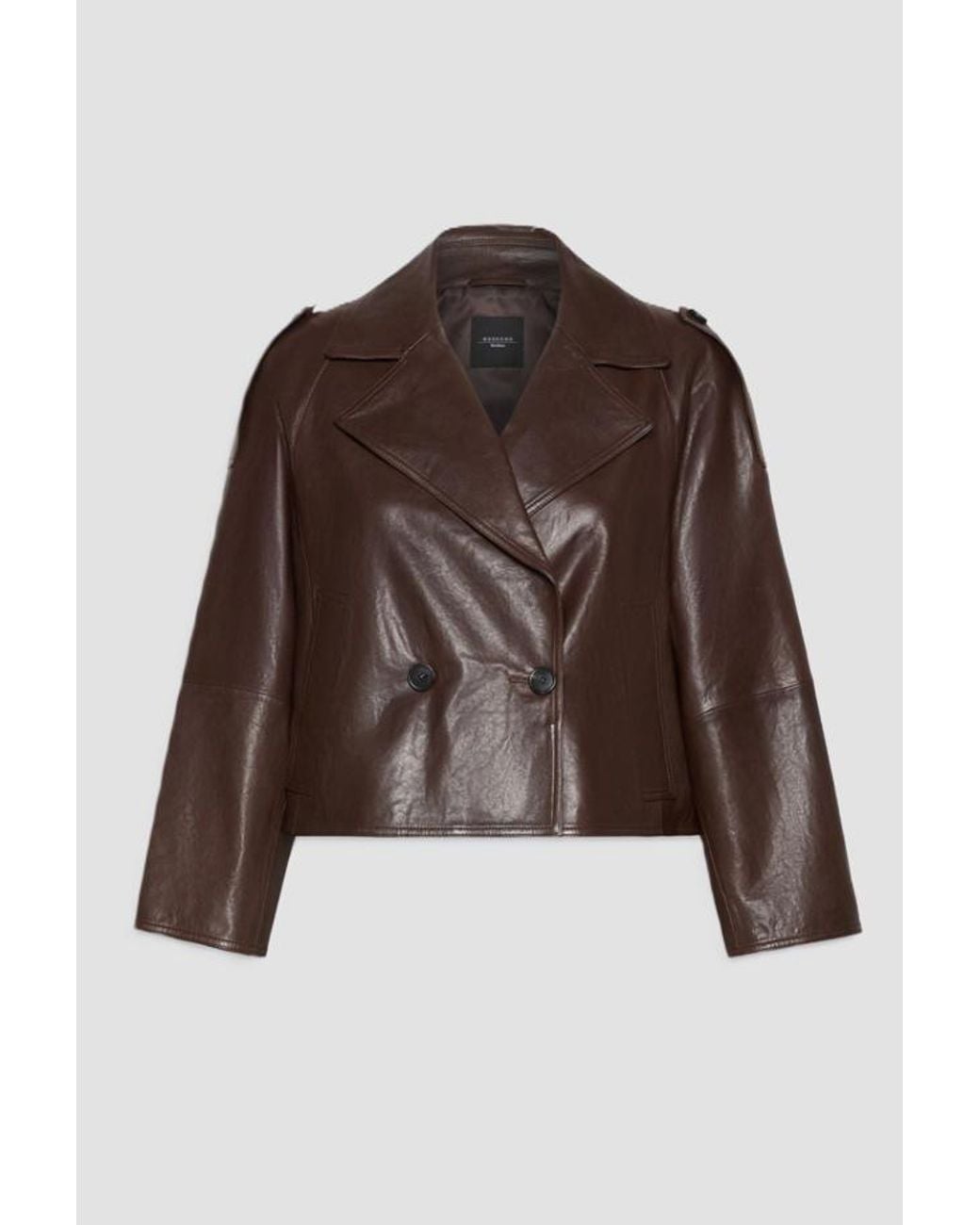 Weekend by Maxmara Brown Leather Jacket Chocolate for men