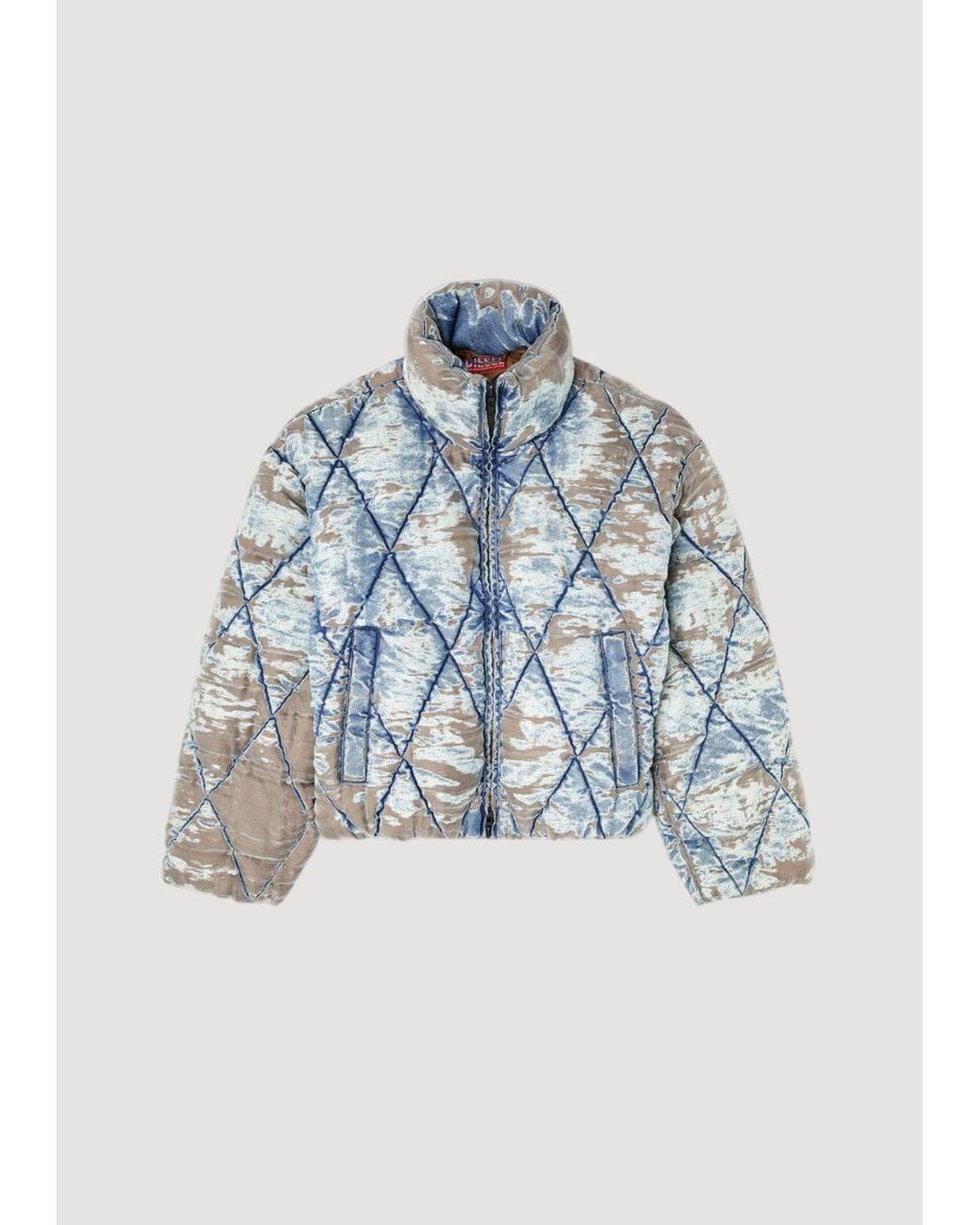 DIESEL Blue W-Kons Down Jacket With Distressed Effect for men