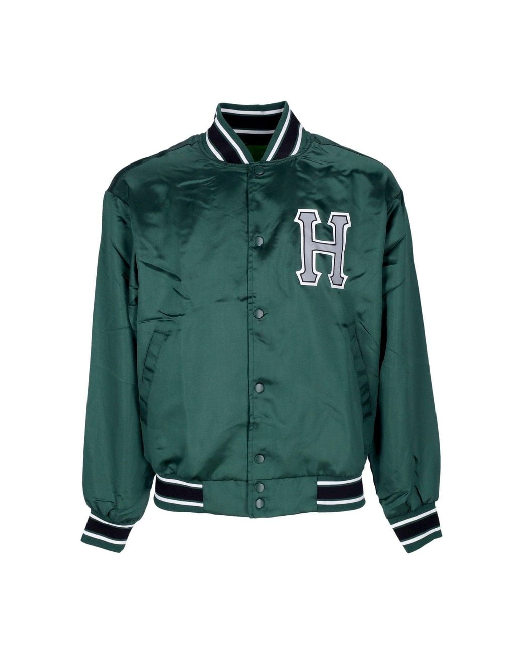 Huf Green Crackerjack Satin Baseball Jacket Bomber Jacket for men