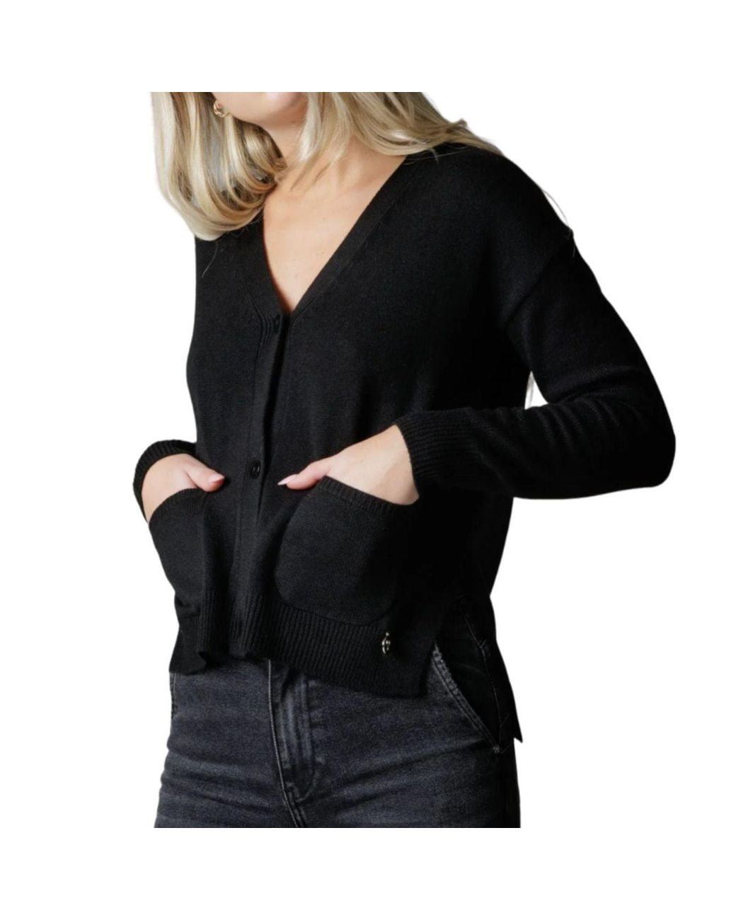 White Wise Cardigan Corto in het Black