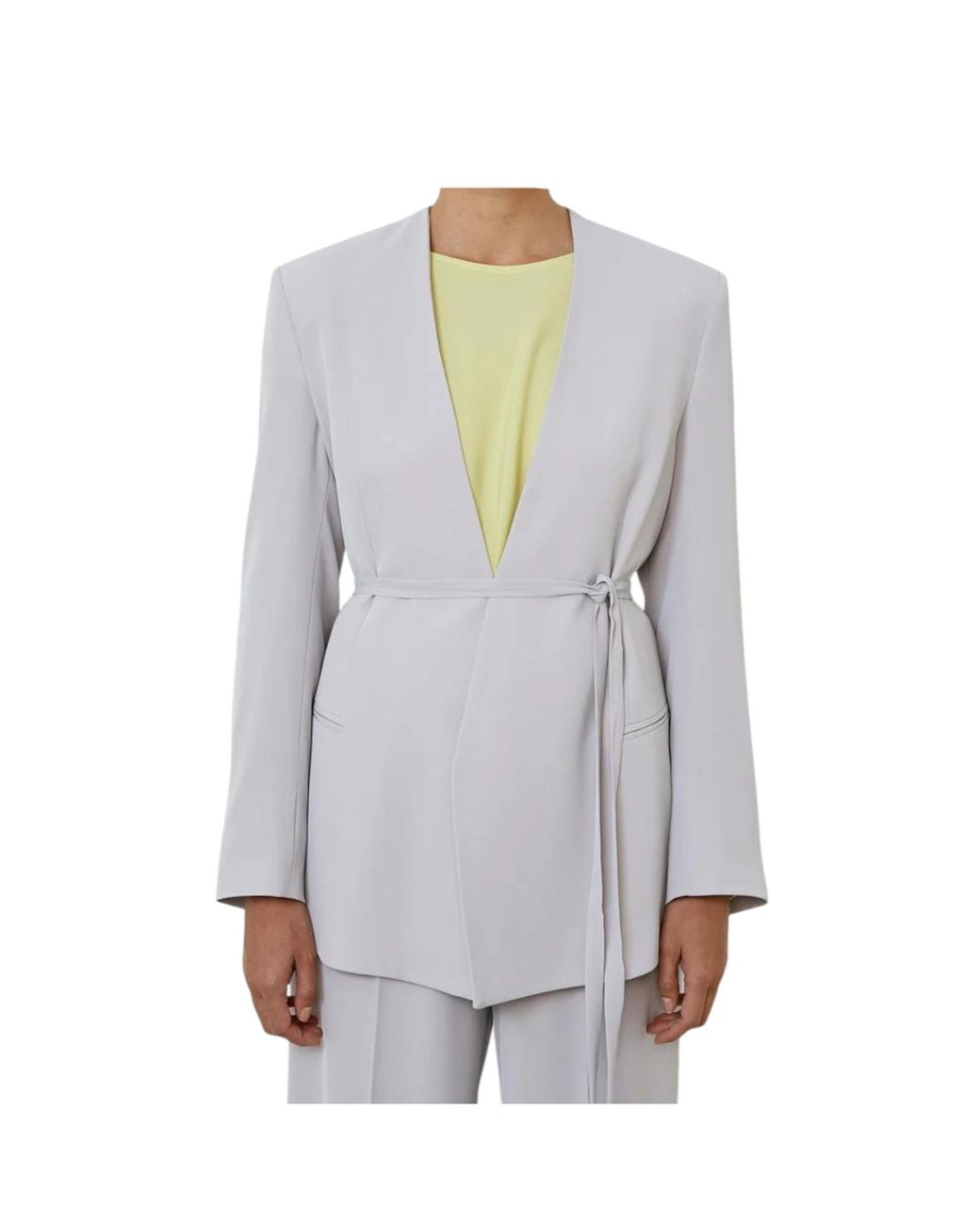 Mujer Sobre Chaqueta Con Cinturon MEIMEIJ de color Gray
