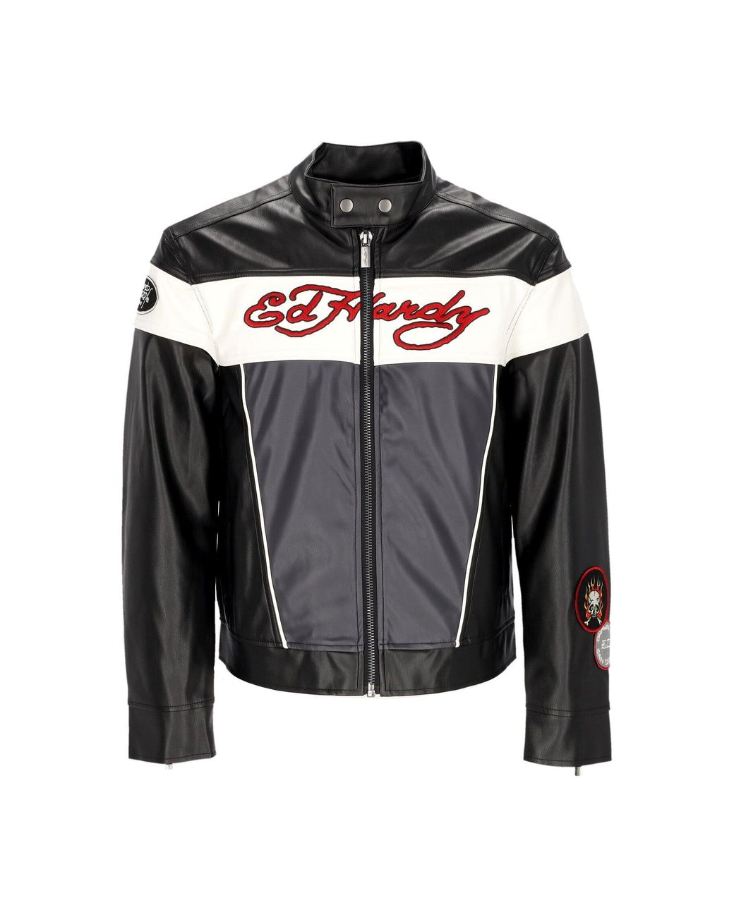 Ed Hardy Holly Panther Vegan Leather Jacket in Black for Men Lyst