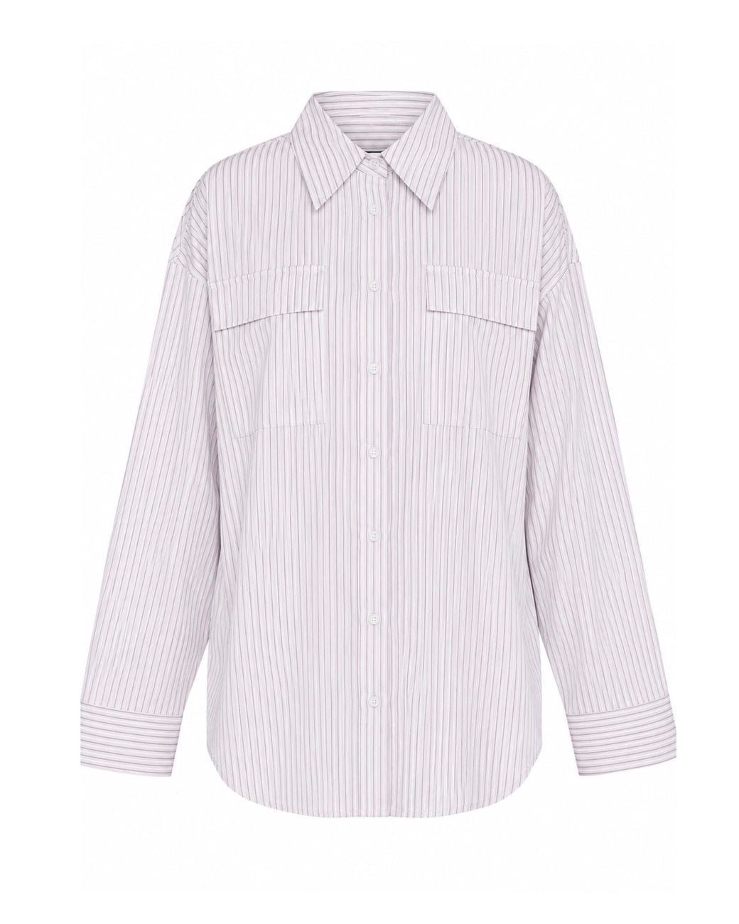 Akep Overmaat Gestreept Shirt in het White
