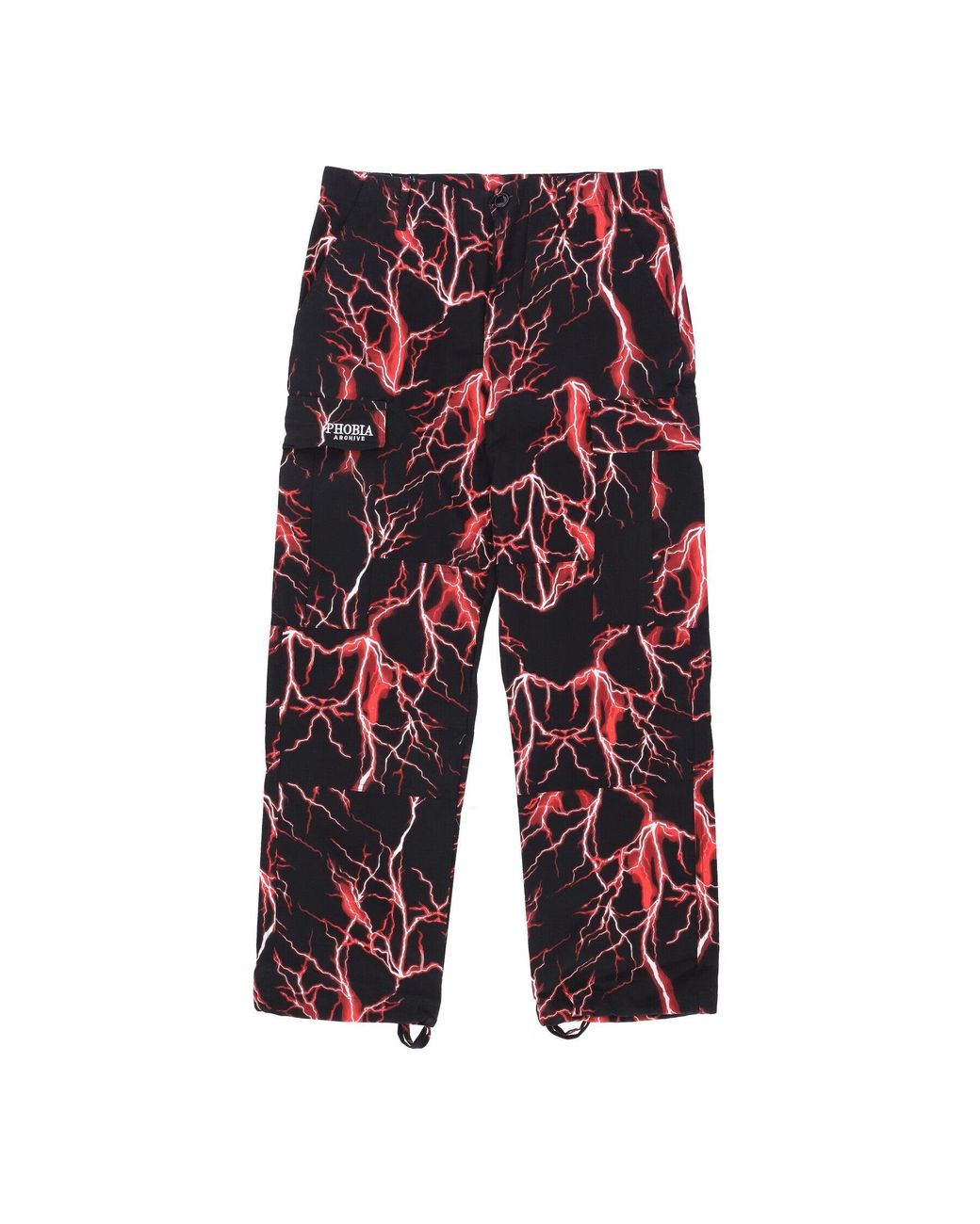Phobia Red Long Lightning Cargo Pants for men