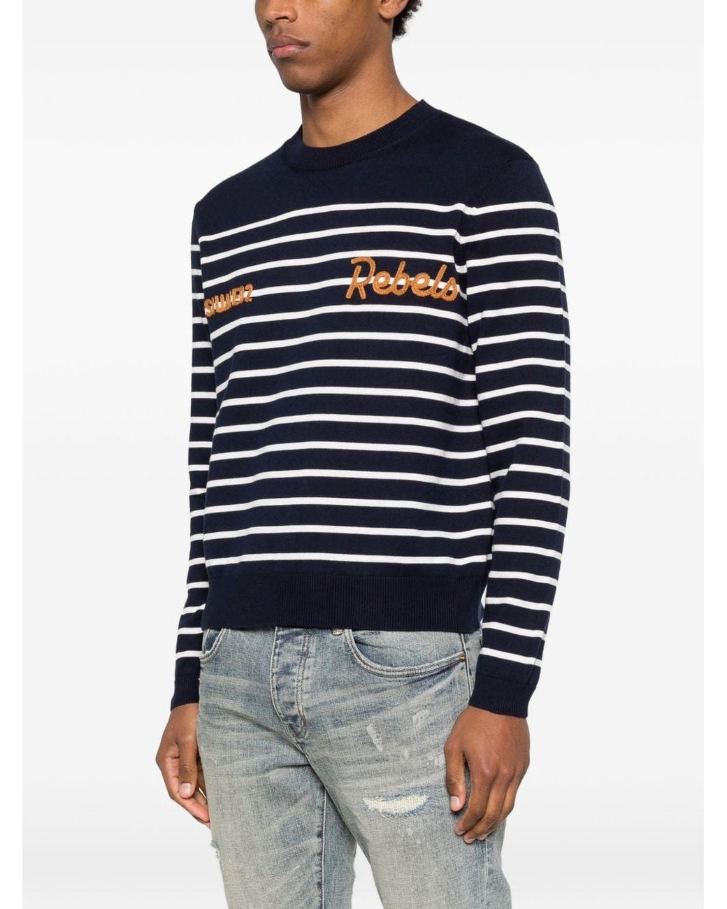 Mesh Azul/Blanco Hombre Rayado DSquared² de hombre de color Blue