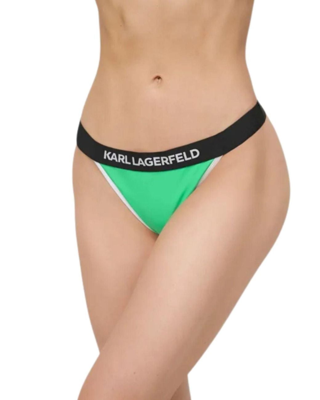 Karl Lagerfeld Badpak Bikini Bottomsw/Logo Elastisch in het Green