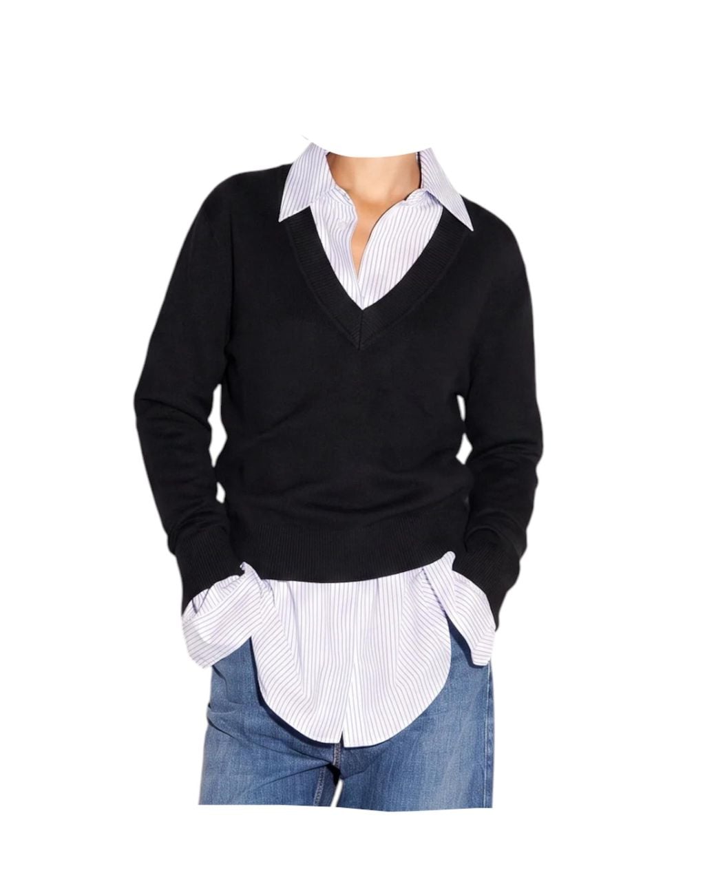 Akep Black Soft Shirt V Neckline