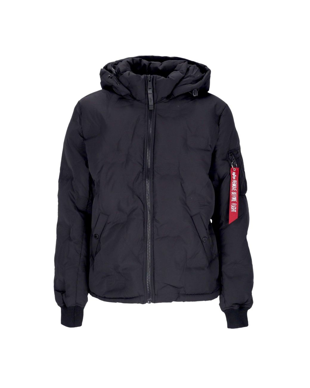 Alpha Industries Blue Hooded Logo Puffer Down Jacket for men