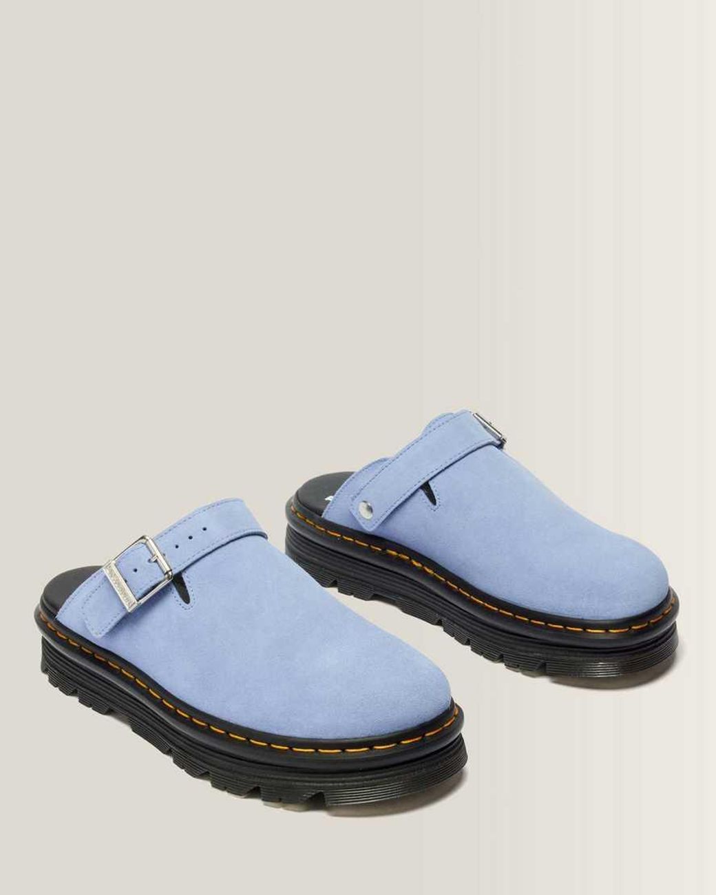 Dr. Martens Blue Zebzag Suede Casual Slingback Platform Mules