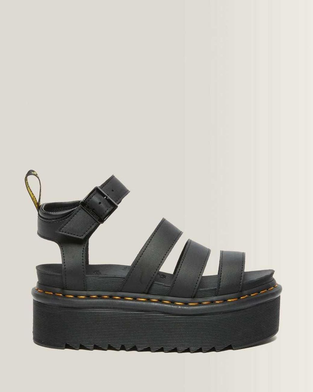 Dr. Martens Black Blaire Quad Hydro Leather Platform Gladiator Sandals