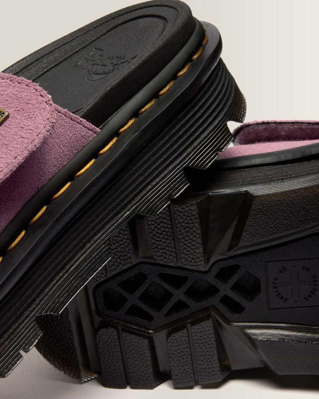 Dr. Martens Pink Zebzag Suede Platform Slides