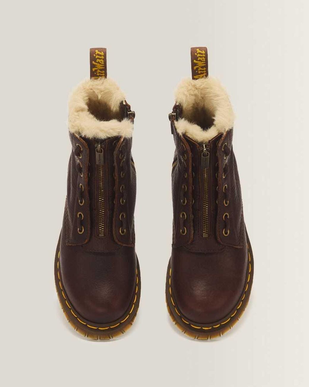 Dr. Martens Brown 1460 Serena Zip 8 Eye Grizzly Leather Boots