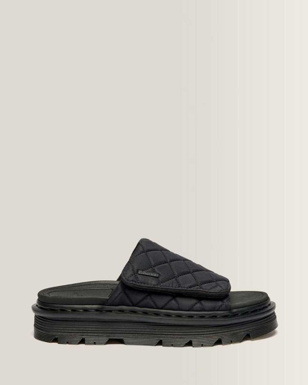 Dr. Martens Black Zebzag Quilted Canvas Platform Slides
