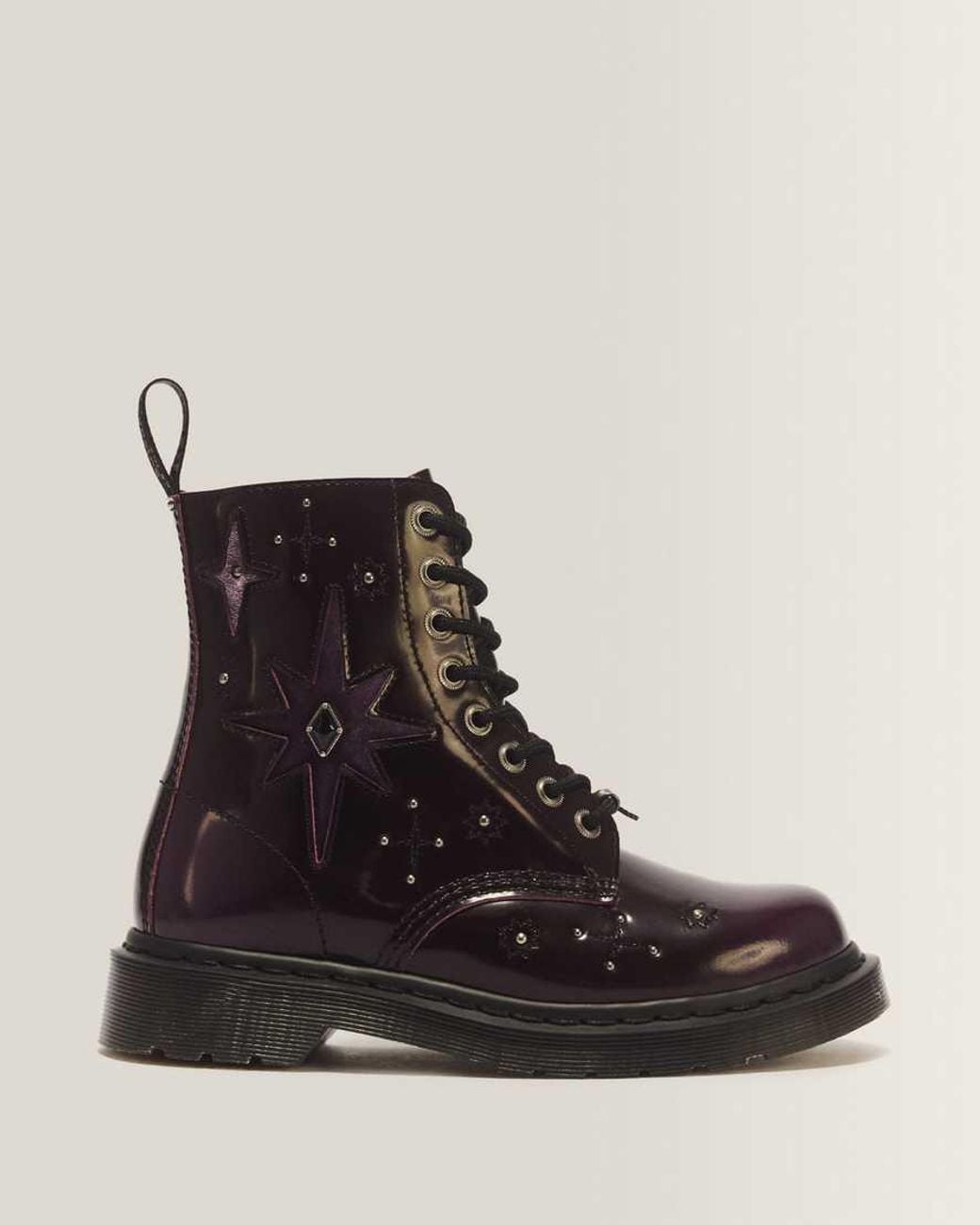 Dr. Martens Black 1460 Pascal Wmg Arcadia Leather & Velvet Lace Up Boots