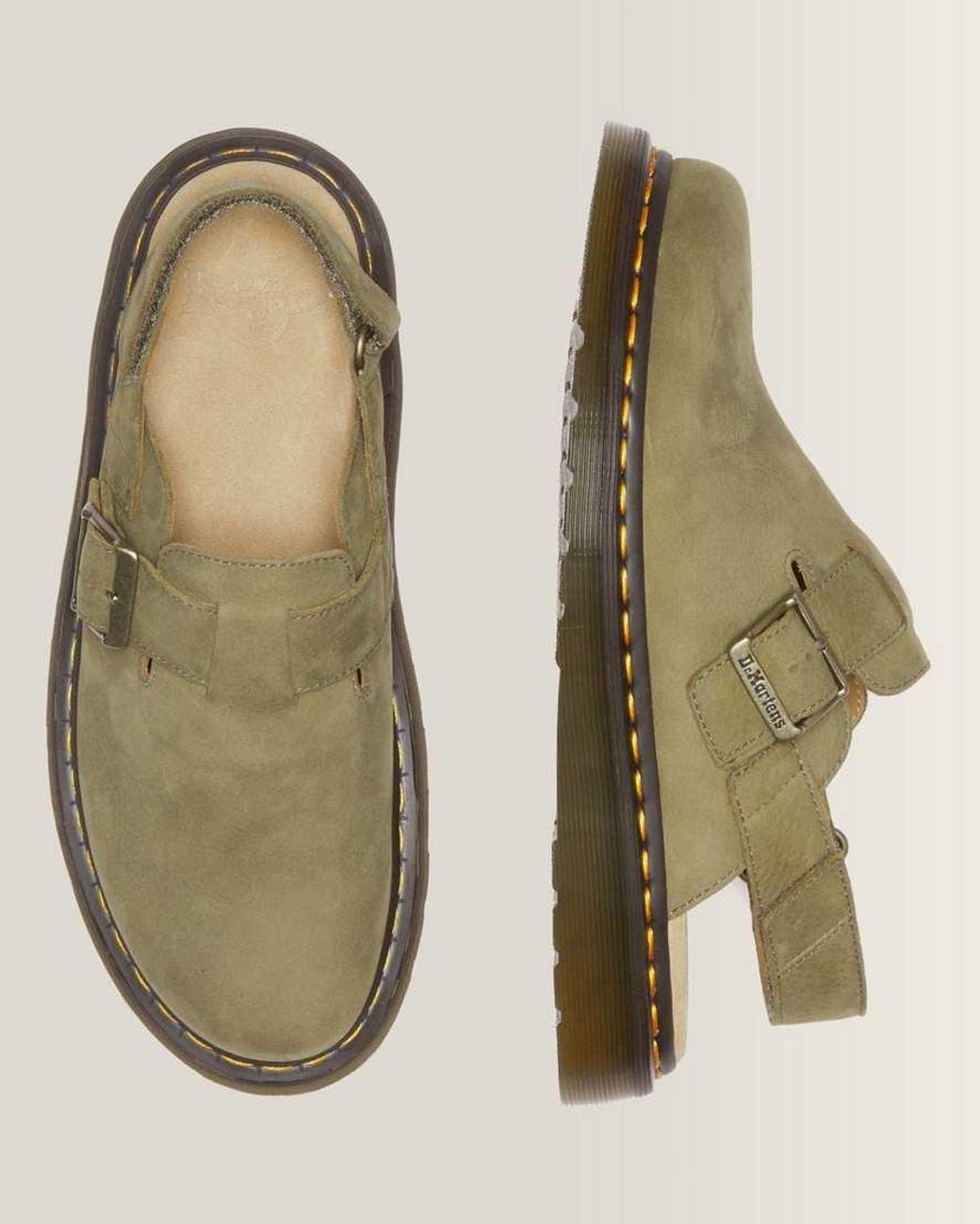 Dr. Martens Green Jorge Ii Tumbled Nubuck Leather Slingback Mules