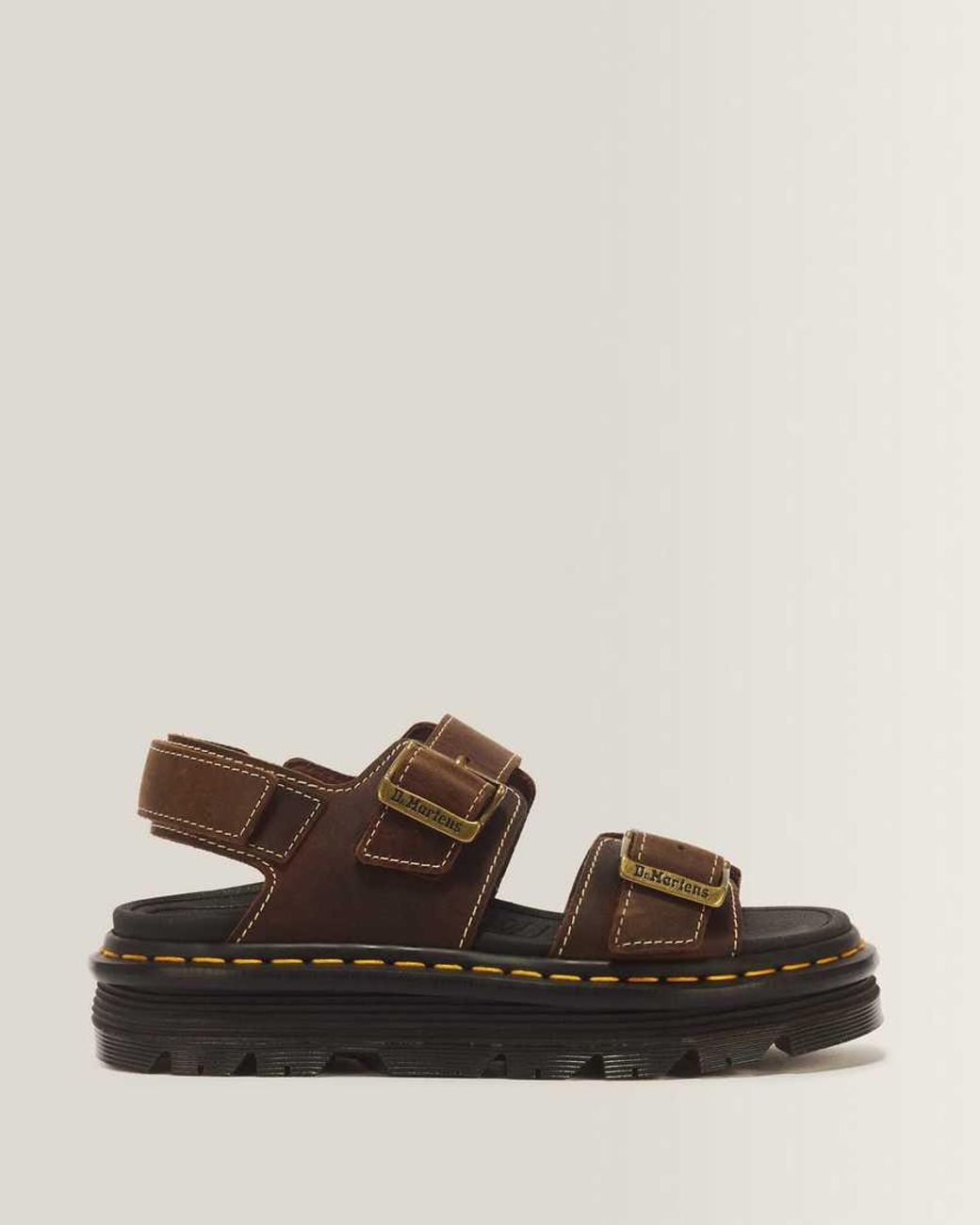 Dr. Martens Brown Zebzag Crazy Horse Leather Sandals for men