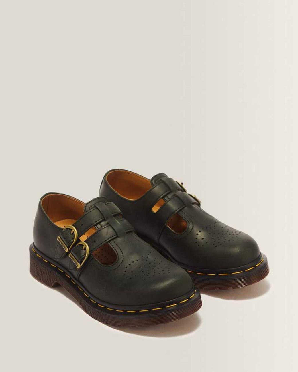 Dr. Martens Green 8065 Crazy Horse Leather Mary Jane Shoes