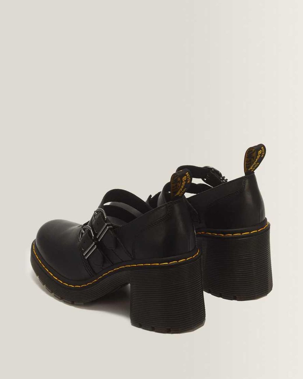 Dr. Martens Black Eviee Sendal Leather Heels