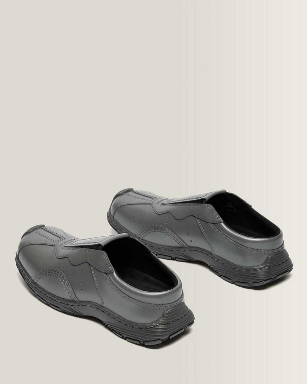 Dr. Martens Gray Aurix Satin Finish Leather Mules Shoes for men