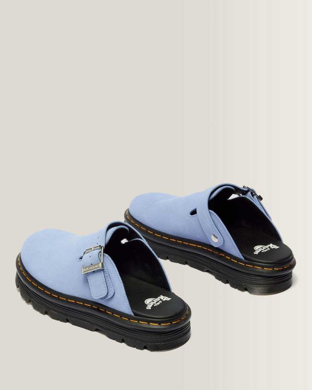 Dr. Martens Blue Zebzag Suede Casual Slingback Platform Mules