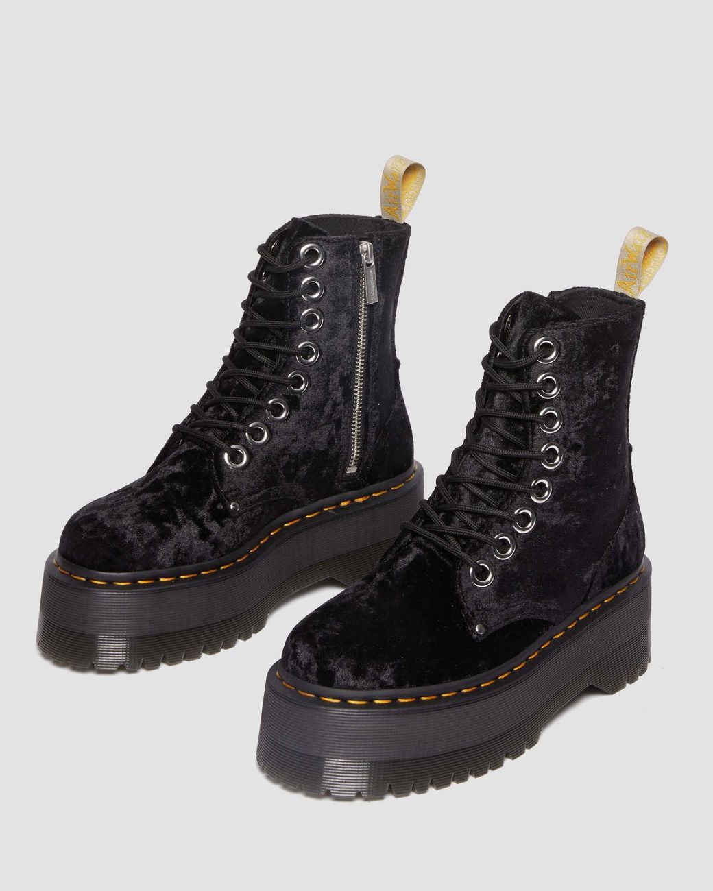 Dr. Martens Vegan Jadon Boot Max Crushed Velvet Platforms in