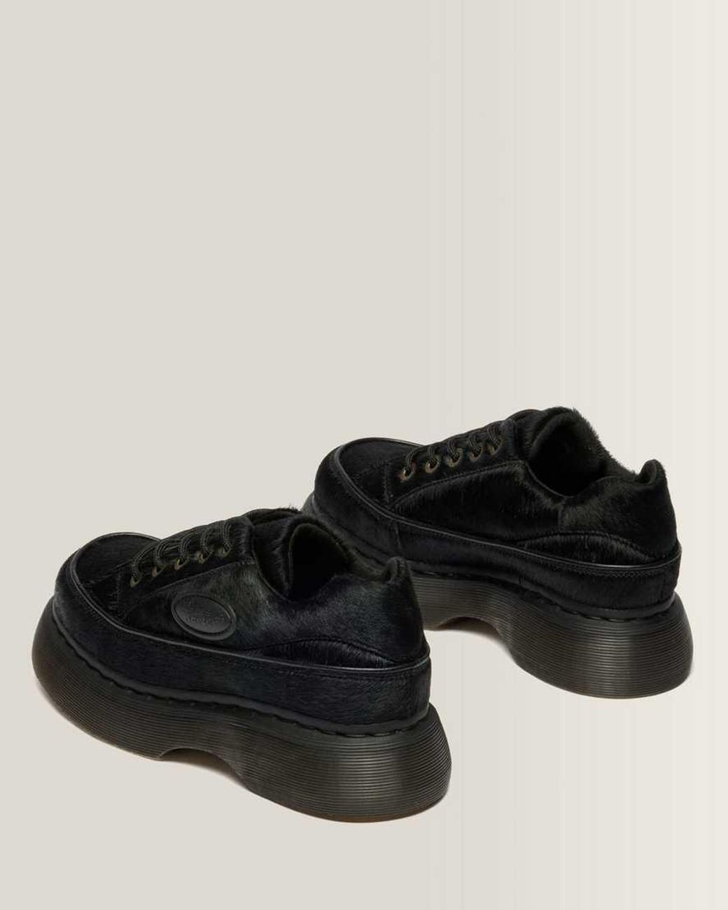 Dr. Martens Black Buzz 5-Eye Hair On Leather Shoes