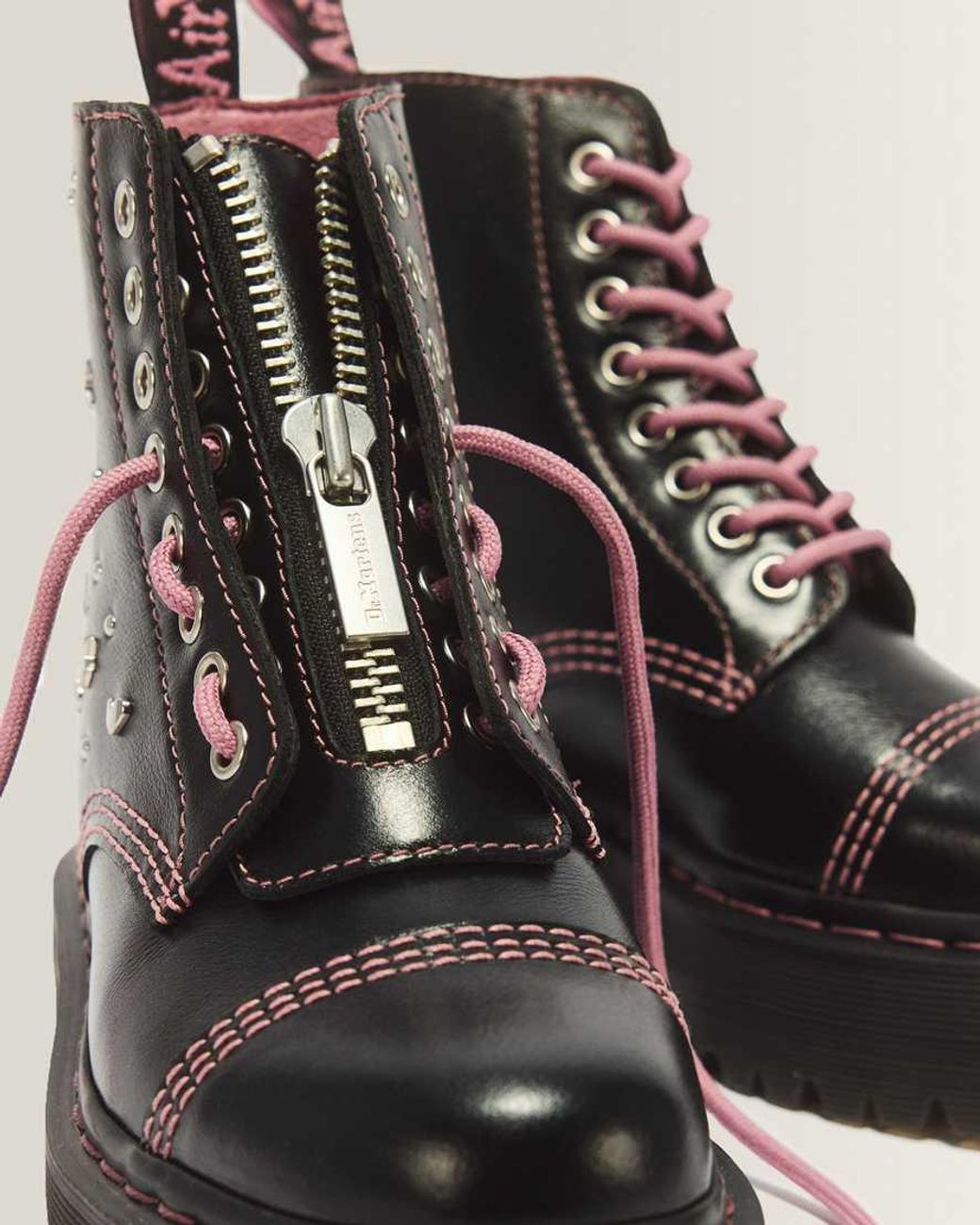 Dr. Martens Black Sinclair Hearts & Stars 8 Eye Leather Platform Boots