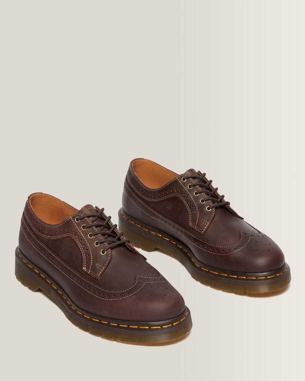 Dr. Martens Brown 3989 Crazy Horse Leather Brogues Shoes for men