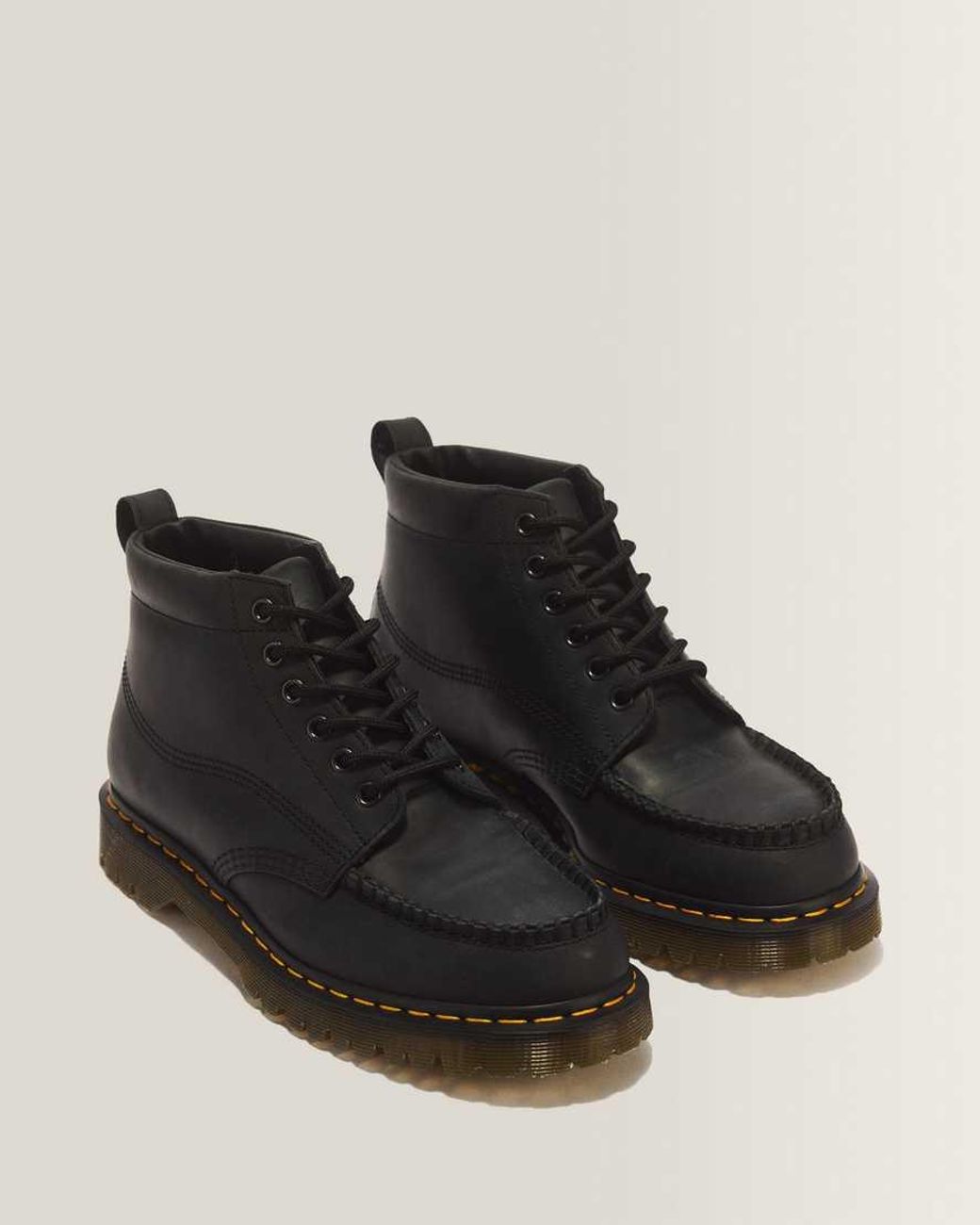 Dr. Martens Black Lowell Chukka 6 Eye Crazy Horse Leather Moc Toe Boots for men
