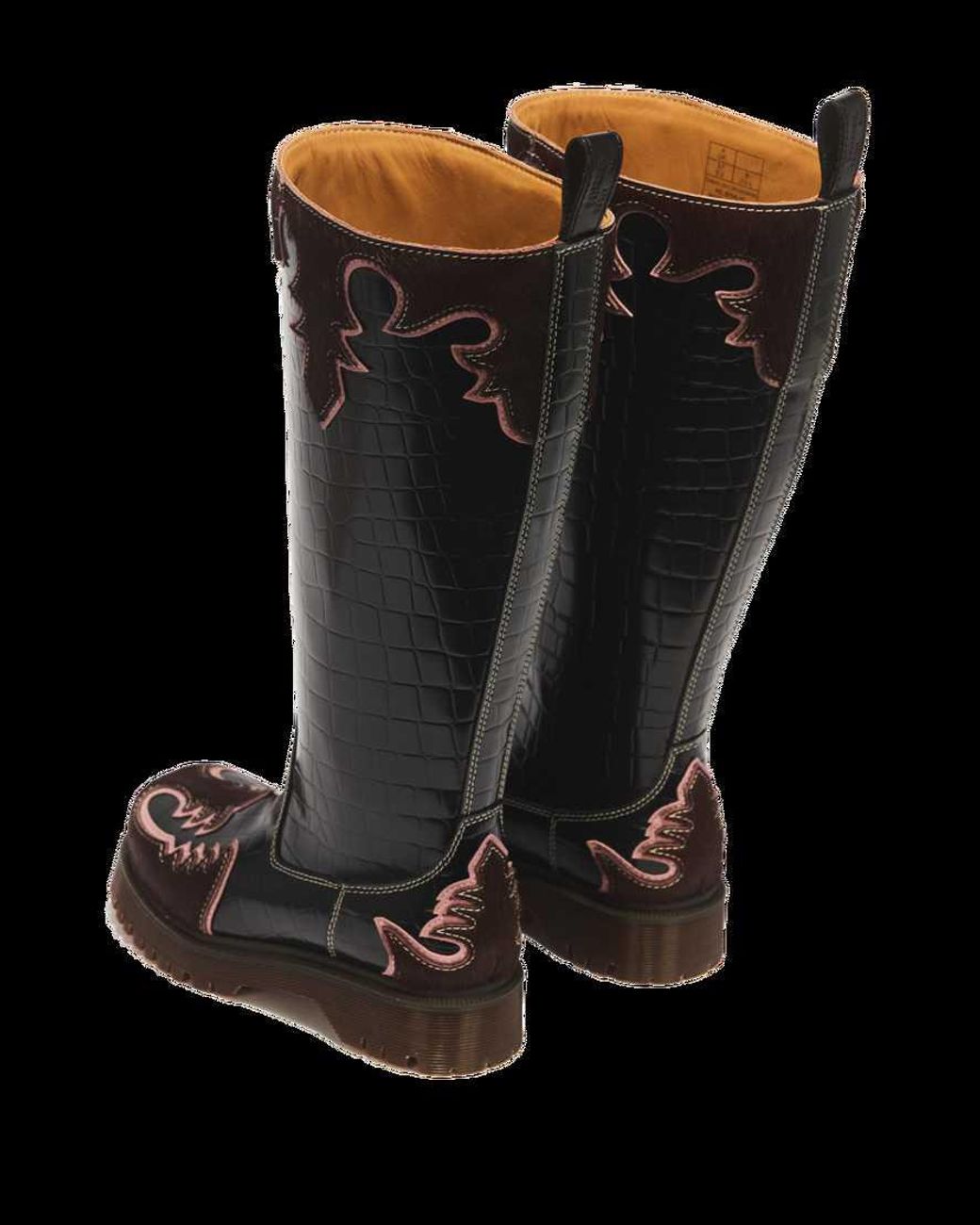 Dr. Martens Black Rejena Hi Croc Emboss & Hair On Leather Boots