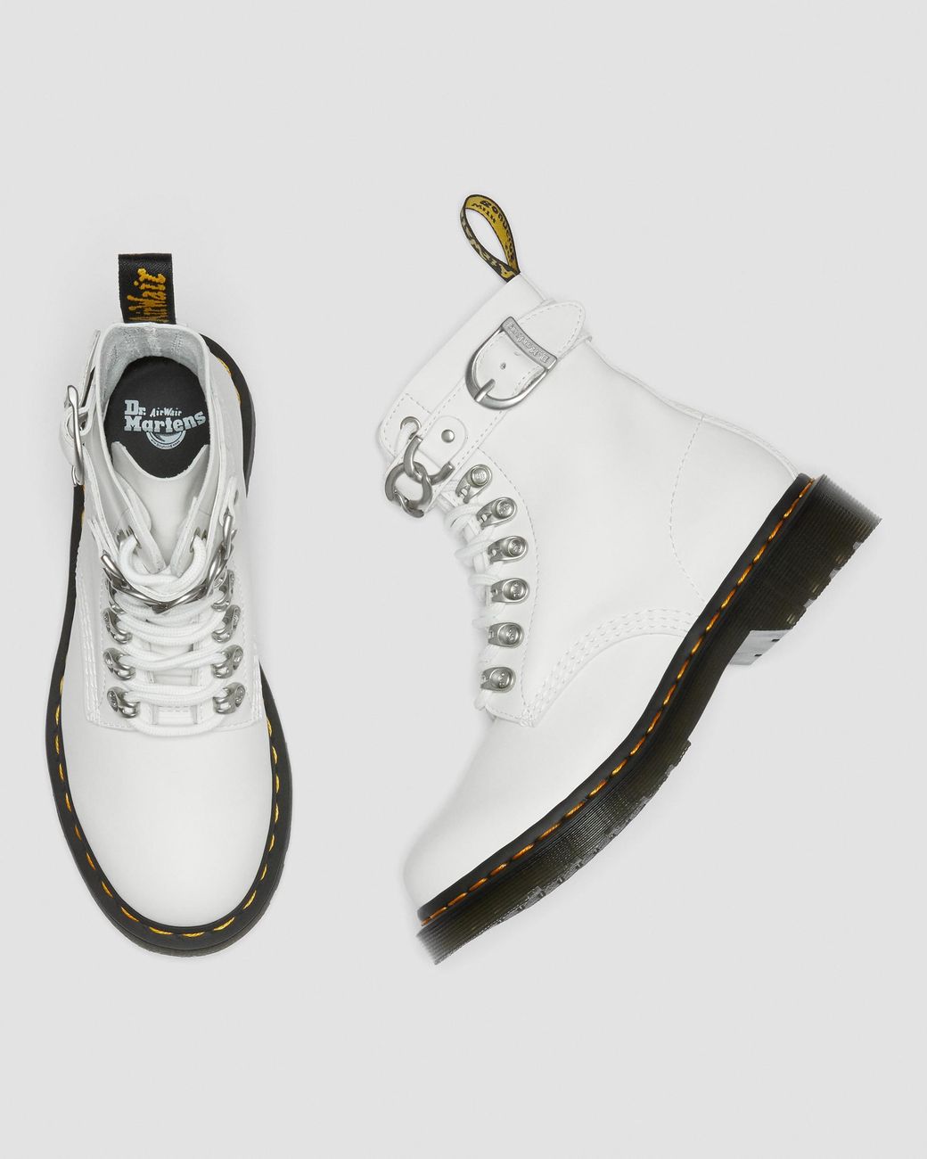 Chain Leather Lace Up Boots 