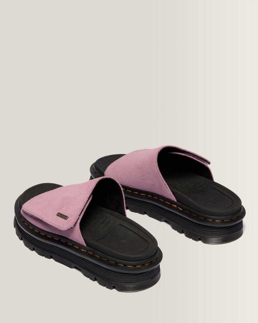 Dr. Martens Pink Zebzag Suede Platform Slides