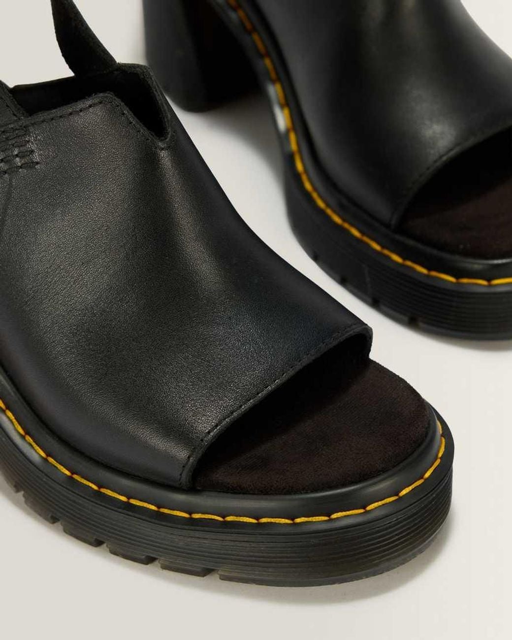 Dr. Martens Black Millee Leather Open Toe Sandals