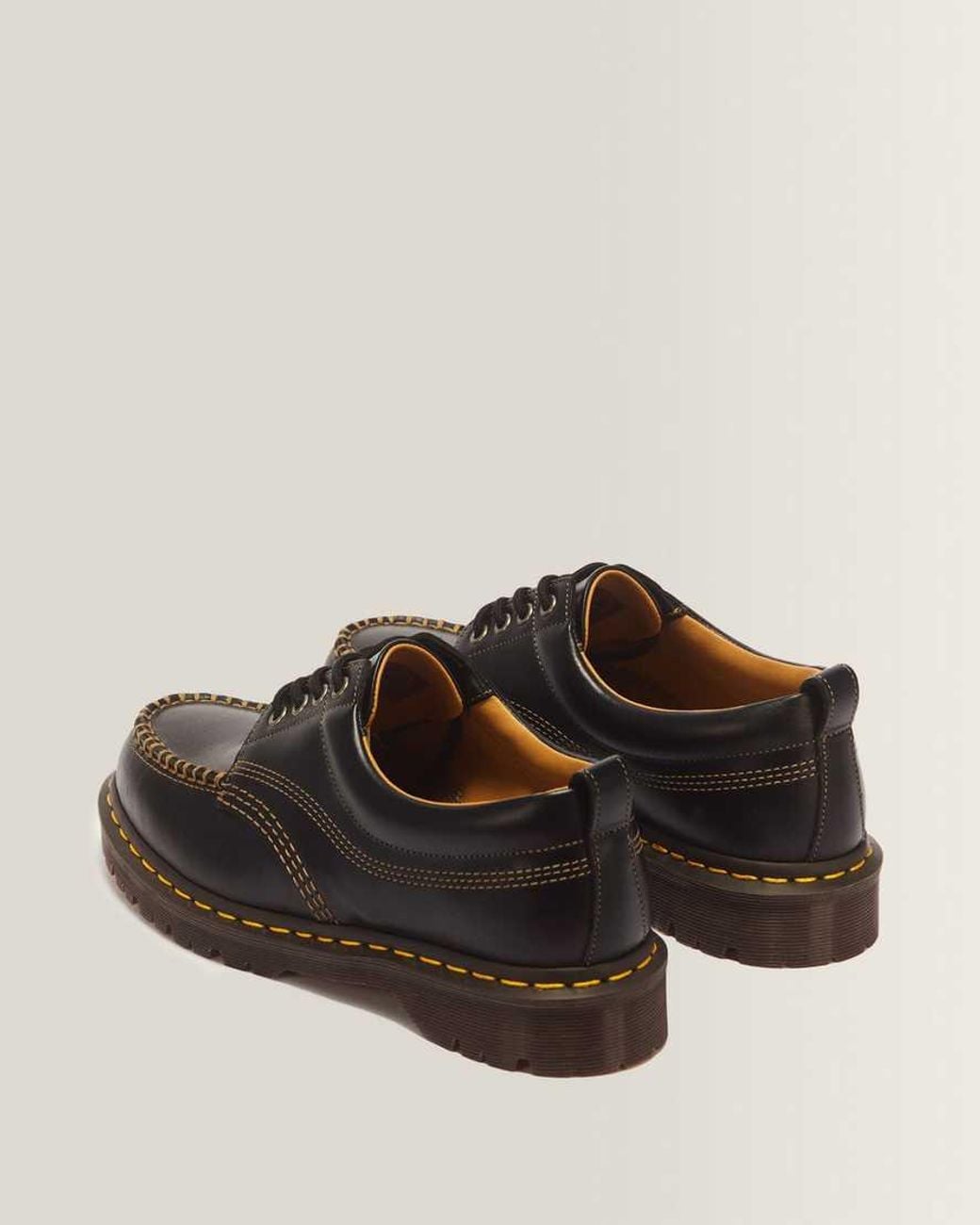 Dr. Martens Black Lowell Leather Moc Toe Shoes for men