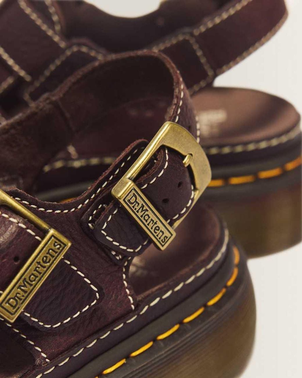 Dr. Martens Brown Wrenlie Open Toe Grizzly Leather Fisherman Platform Sandals