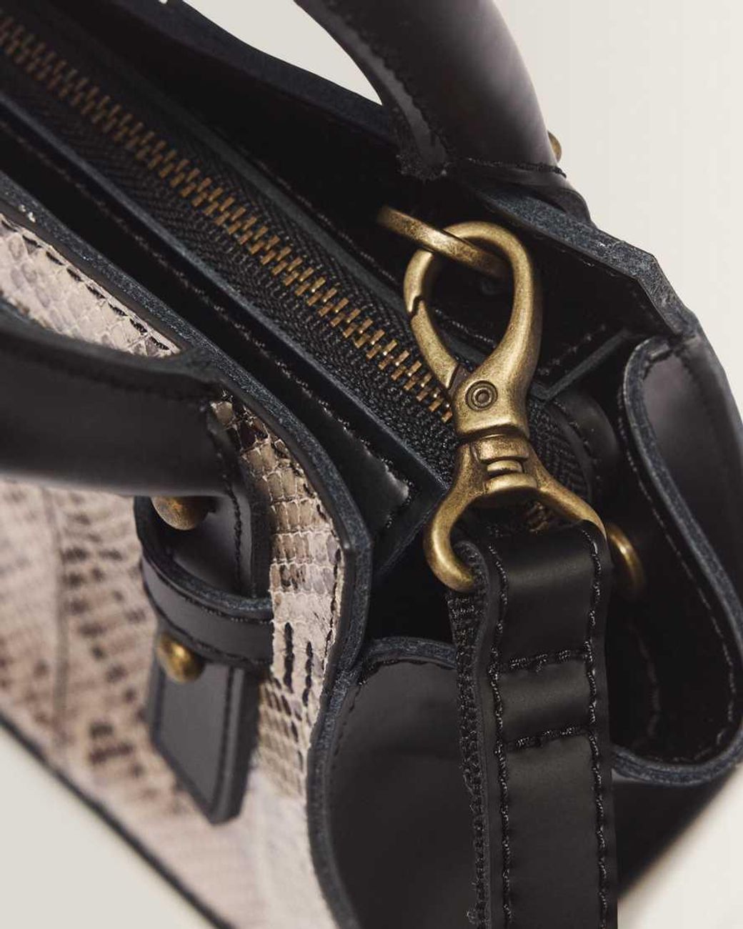 Dr. Martens Natural Xsmall Snake Print Leather Tote Bag