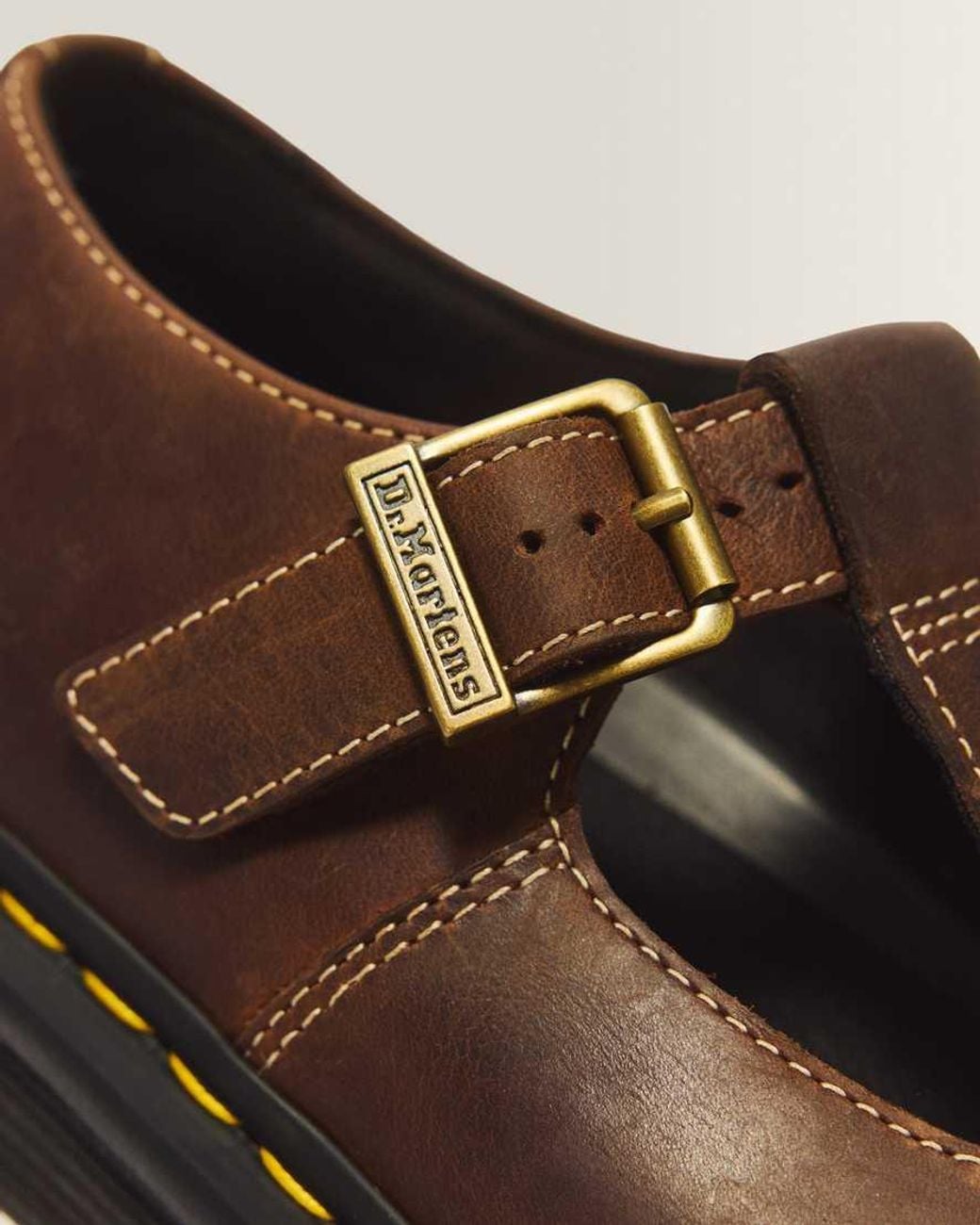 Dr. Martens Brown Zebzag Crazy Horse Leather Mary Jane Shoes