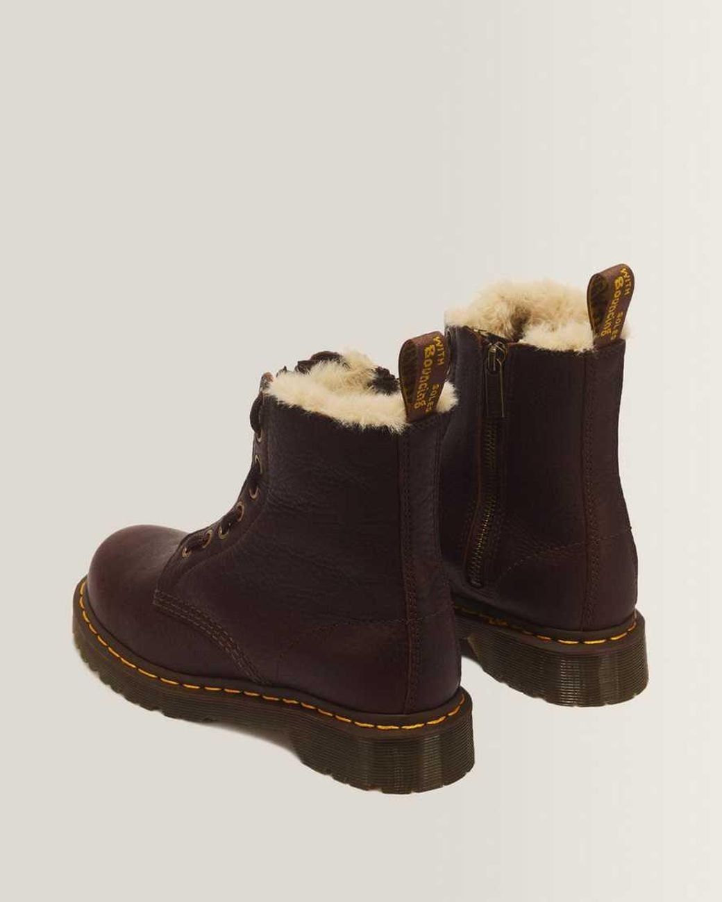 Dr. Martens Brown 1460 Serena Zip 8 Eye Grizzly Leather Boots