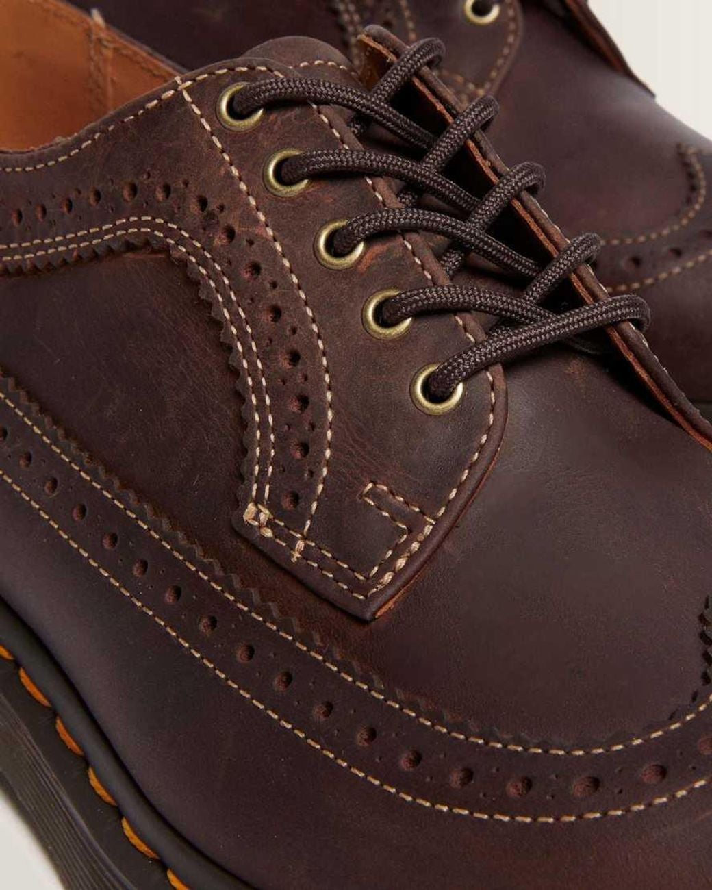 Dr. Martens Brown 3989 Crazy Horse Leather Brogues Shoes for men