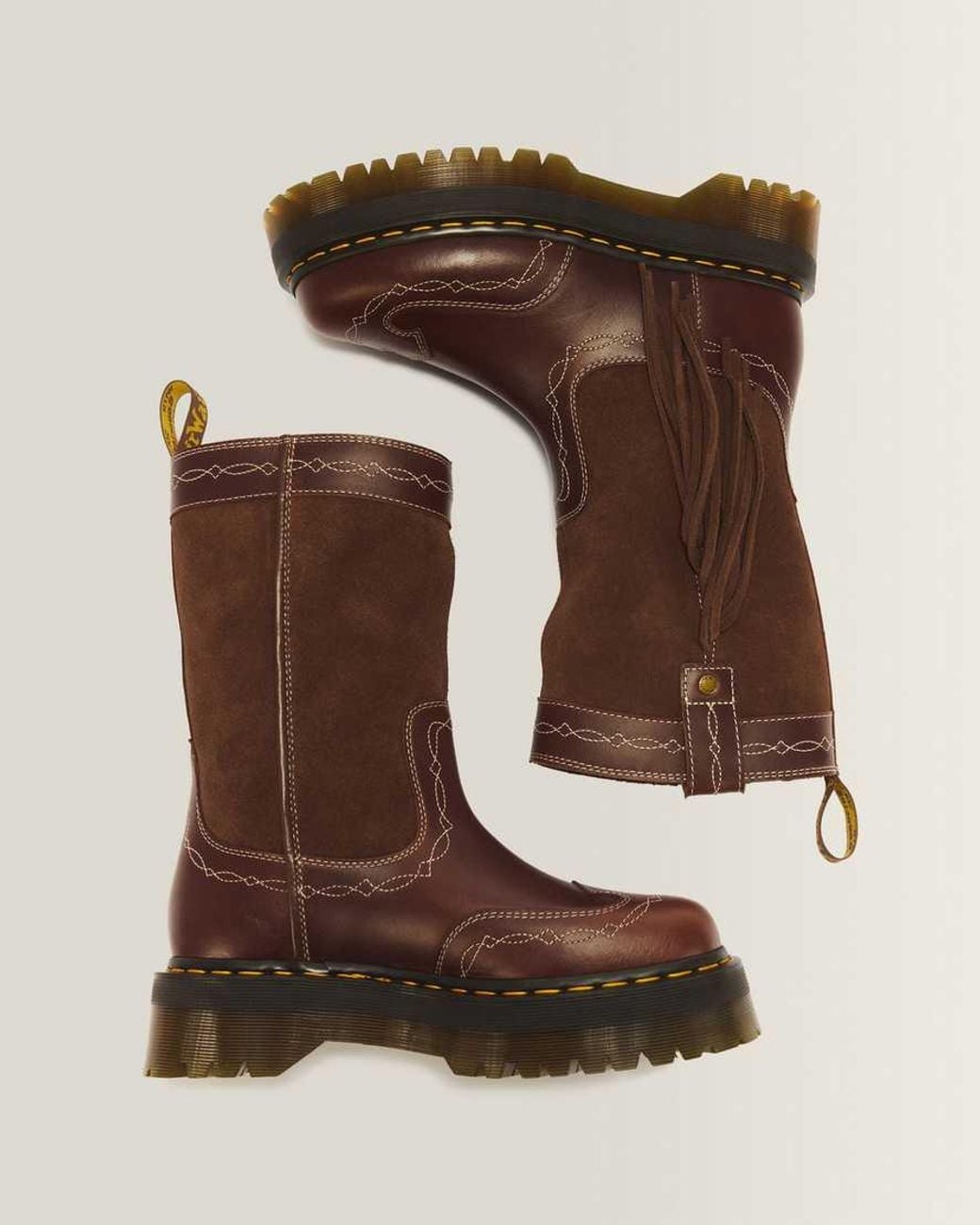 Dr. Martens Brown Desert Rodeo Quad Mid Leather & Suede Boots