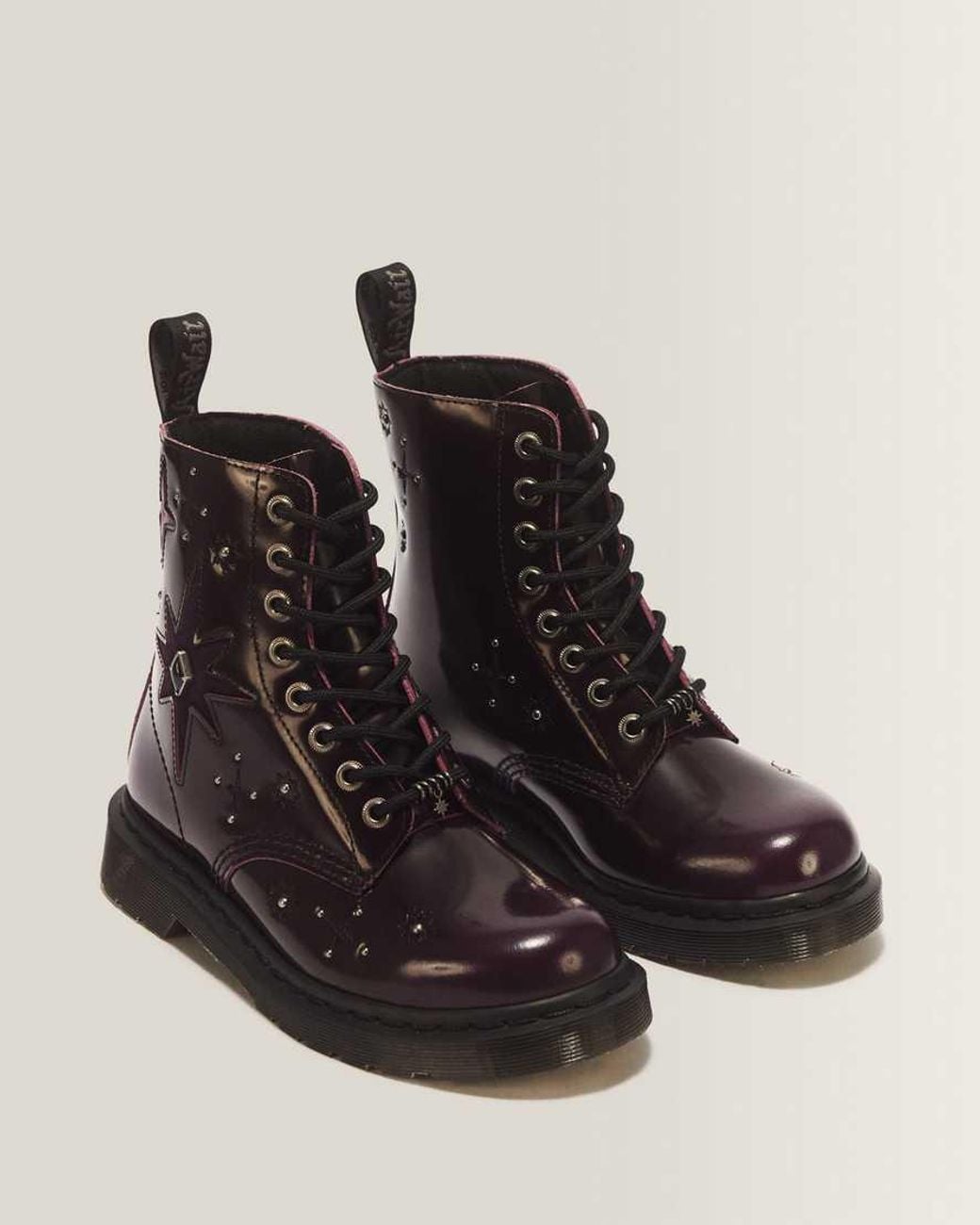 Dr. Martens Black 1460 Pascal Wmg Arcadia Leather & Velvet Lace Up Boots